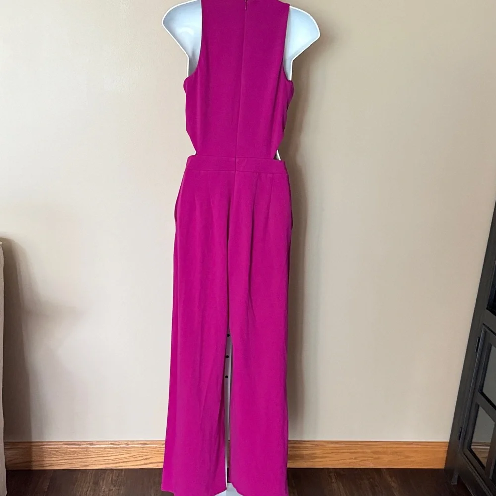 Elegant Express fuchsia Jumpsuit with cutouts at sides and pockets! - Picture 4 of 9